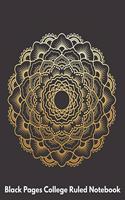 Black Pages College Ruled Notebook: Black College Ruled Notebook Paper, 8.5" X 11", 101 pages, Cool Mandala Cover (7)