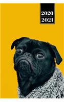 Pug Dog Calendar Week Planner 2020 / 2021 - Pretty Yellow: Pup Puppy Doggie Pet Owner Weekly Bullet Journal Notebook Diary in 6" x 9" Inch Pocket Size