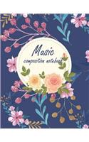 Music composition notebook: Music Manuscript Paper, Staff Paper, Musicians Notebook, Blank Guitar Tab, Book Bound (Perfect Binding) Paper 120 Pages Large Print 8.5" x 11"