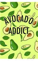 Avocado Addict: Blank Lined Journal Notebook, 120 Pages, Matte, Softcover, 6x9 Diary with an Avo Pattern Cover