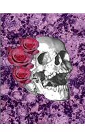 Skull With Roses Purple Marble Journal Notebook College Ruled Pages 8.5 X 11 (150 Pages)