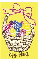 Egg Hunt: Weave Easter Basket with Handle and Colorful Decorated Eggs Pastel Yellow Composition Notebook Journal (6x9)