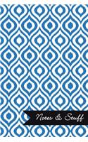 Notes & Stuff - Cobalt Blue Lined Notebook in Ikat Pattern
