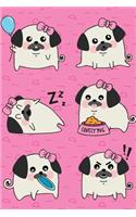 Bullet Journal Notebook for Dog Lovers Pug Life - Pink: 112 Page Numbered Dot Grid Bullet Journal with Index Pages and Key Pages in Portable 6 X 9 Size