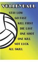 Volleyball Stay Low Go Fast Kill First Die Last One Shot One Kill Not Luck All Skill