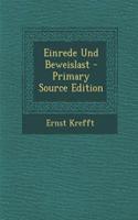 Einrede Und Beweislast - Primary Source Edition