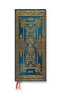 Paperblanks 2025 Daily Planner Blue Luxe Luxe Design 12-Month MIDI Elastic Band 416 Pg 80 GSM