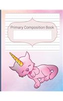 Primary Composition Book: Blank Handwriting & Sketch Notebook, Story Space & Dotted Mid-Line Notebook, Draw & Write Notebook, For Primary, Kindergarten, K-3rd, Caticorn Compo