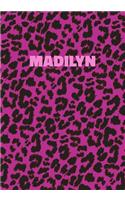 Madilyn: Personalized Pink Leopard Print Notebook (Animal Skin Pattern). College Ruled (Lined) Journal for Notes, Diary, Journaling. Wild Cat Theme Design wi