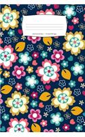 Blue Pink Yellow Flower Notebook 6x9 Inches / 15.24x22.86 CM