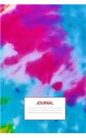 Journal: Tie Dye Daily Blank Journal 90 Day Wide Ruled Lined Blue & Purple Watercolor Effect Lightweight Paper Cover Notebook Diary for Students Women & Kids