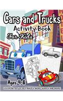 Cars and Trucks Activity Book for Kids Ages 4-8