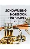 Songwriting Notebook Lined Paper - Music Sheet Journal