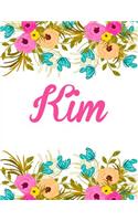 Kim: Personalised Kim Notebook/Journal For Writing 100 Lined Pages (White Floral Design)