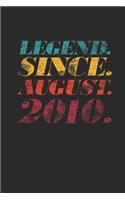 Legend Since August 2010: Graph Paper Notebook - 9th Birthday Gift or 9th Anniversary Gift Idea