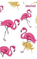 Journal: Pink Flamingo Birds and Yellow Tropical Leaves Journal - 100 pages - 6" X 9" - Great Gift for Flamingo Birds Lovers