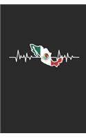 Mexico Heartbeat: Dotted Bullet Grid Notebook / Journal (6 X 9 -120 Pages) - Gift Idea for Mexican Pride Mexico Flag