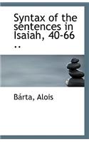 Syntax of the Sentences in Isaiah, 40-66 ..
