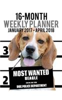 Most Wanted Beagle 2017-2018 Weekly Planner - 16 Month