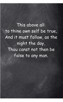 Shakespeare Quote Journal Hamlet Self Be True Chalkboard: (Notebook, Diary, Blank Book)