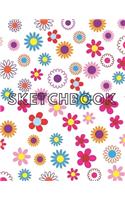 Multi colored flowers Sketchbook: (Sketch Book) Large sketchbook for drawing 8.5 x 11 inch (21.59 x 27.94 cm) 150 pages Large drawing notebook, drawing Sketchbook: Flowers Blank Sket