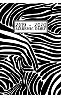 2019 - 2020 Academic Diary: Mid Year Weekly Student Planner - Horizontal Week on 2 Pages - Black & White Zebra Print Pattern