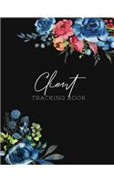 Client Tracking Book: Customer Tracking Log Book with alphabetized tabs and area for personal notes on products, services, date, time, and index page, beautiful black flo