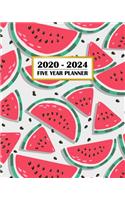 2020-2024 Five Year Planner: Fun Fresh Watermelon - Clean Family Country Life - 60 Month Calendar and Log Book - Business Team Time Management Plan - Agile Sprint - Medical Appo