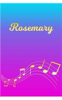 Rosemary: Sheet Music Note Manuscript Notebook Paper - Pink Blue Gold Personalized Letter R Initial Custom First Name Cover - Musician Composer Instrument Com