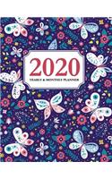2020 Yearly and Monthly Planner: Calendar Schedule & Agenda - Jan 2020 Through Dec 2020 Organizer - Cute Butterfly