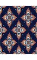 Sketchbook: Flower Mandala on Dark Blue Cover (8.5 X 11) Inches 110 Pages, Blank Unlined Paper for Sketching, Drawing, Whiting, Journaling & Doodling