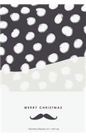 Christmas Shopping List + Card Log: Mustache Black + White Dots