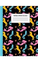 Unicorn Mermaid Primary Composition Book: Story Journal For Girls with Dotted Midline Story Space and Picture Space, Grades K-2 Composition School Exercise Book (Mermaid Notebook)
