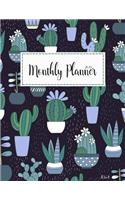 2019 Monthly Planner 8.5 x 11: Daily Weekly Monthly Calendar Planner - For Academic Agenda Schedule Organizer Logbook and Journal Notebook Planners With To To List - Black Cactus