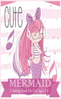 cute mermaid coloring book for kids ages 4-8