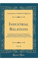 Industrial Relations, Vol. 10: Final Report and Testimony Submitted to Congress by the Commission on Industrial Relations, Created by the Act of August 23, 1912 (Classic Reprint)