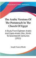 Arabic Versions Of The Pentateuch In The Church Of Egypt