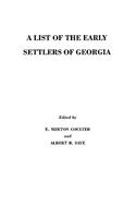 List of the Early Settlers of Georgia