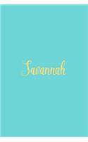 Savannah: Personalized Name Turquoise Matte Soft Cover Notebook Journal to Write In. 120 Blank Lined Pages