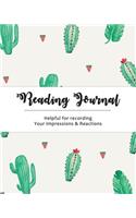 Reading Journal: For Book Lovers - Size (8x10) Cactus Design