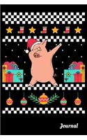 Journal: 120 Blank Lined Pages (6" x 9" Notebook) with Funny Christmas Pig Print On The Cover
