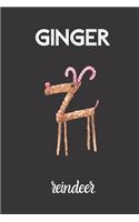 ginger reindeer: small lined Funny Gingerbread Notebook / Travel Journal to write in (6'' x 9'') 120 pages