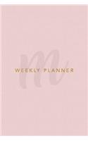 M Weekly Planner: Minimalist Monogram Initial Undated Weekly Planner