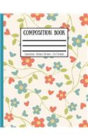 Vintage Flower Paisley Print Composition Book: College Ruled - 100 Pages / 200 Sheets - 7.44 X 9.69 Inches