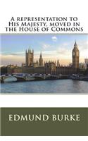 A representation to His Majesty, moved in the House of Commons
