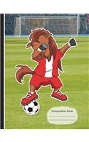 Dabbing Horse Soccer Player Composition Notebook: Writing Journal, Wide Ruled Lined Paper, School Teachers, Students, 200 Lined Pages (7.44" X 9.69")