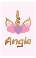 Angie: Personalized First Name Unicorn Gift Birthday Girl Notebook Journal 104 Pages