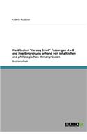 ältesten Herzog Ernst Fassungen A + B und ihre Einordnung anhand von inhaltlichen und philologischen Hintergründen