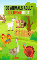 100 Animals Adult Coloring Book