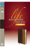 NIV, Life Application Study Bible, Second Edition, Large Print, Leathersoft, Brown/Tan, Red Letter Edition, Thumb Indexed